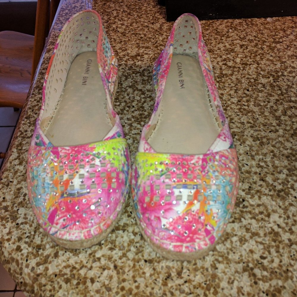 Gianni Binni flats, multicolor, with rhinestones, size 6